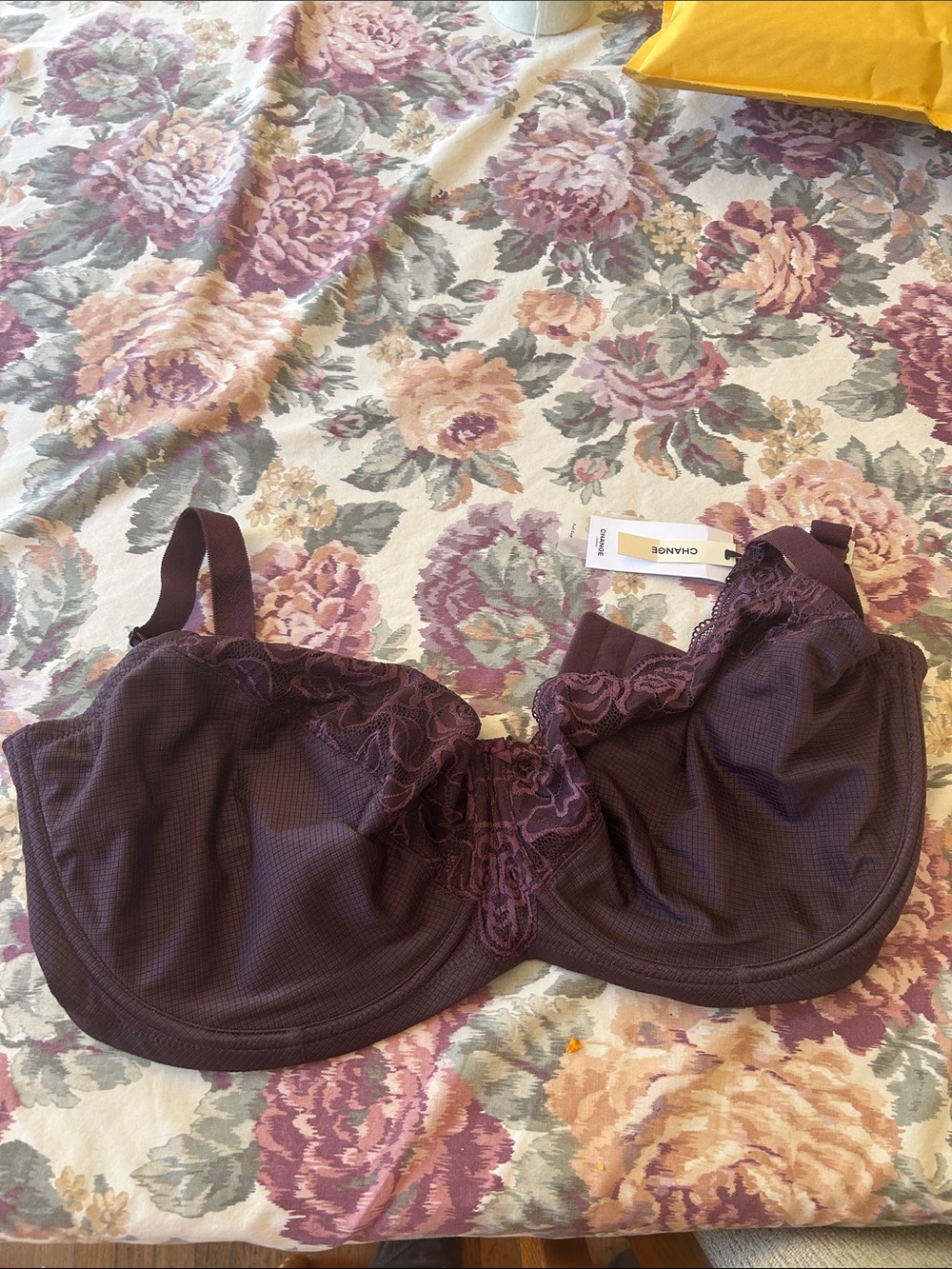 NWT Change Plum Lace-Trim Florence Underwire Bra Size US/UK 36M. EUR 80M